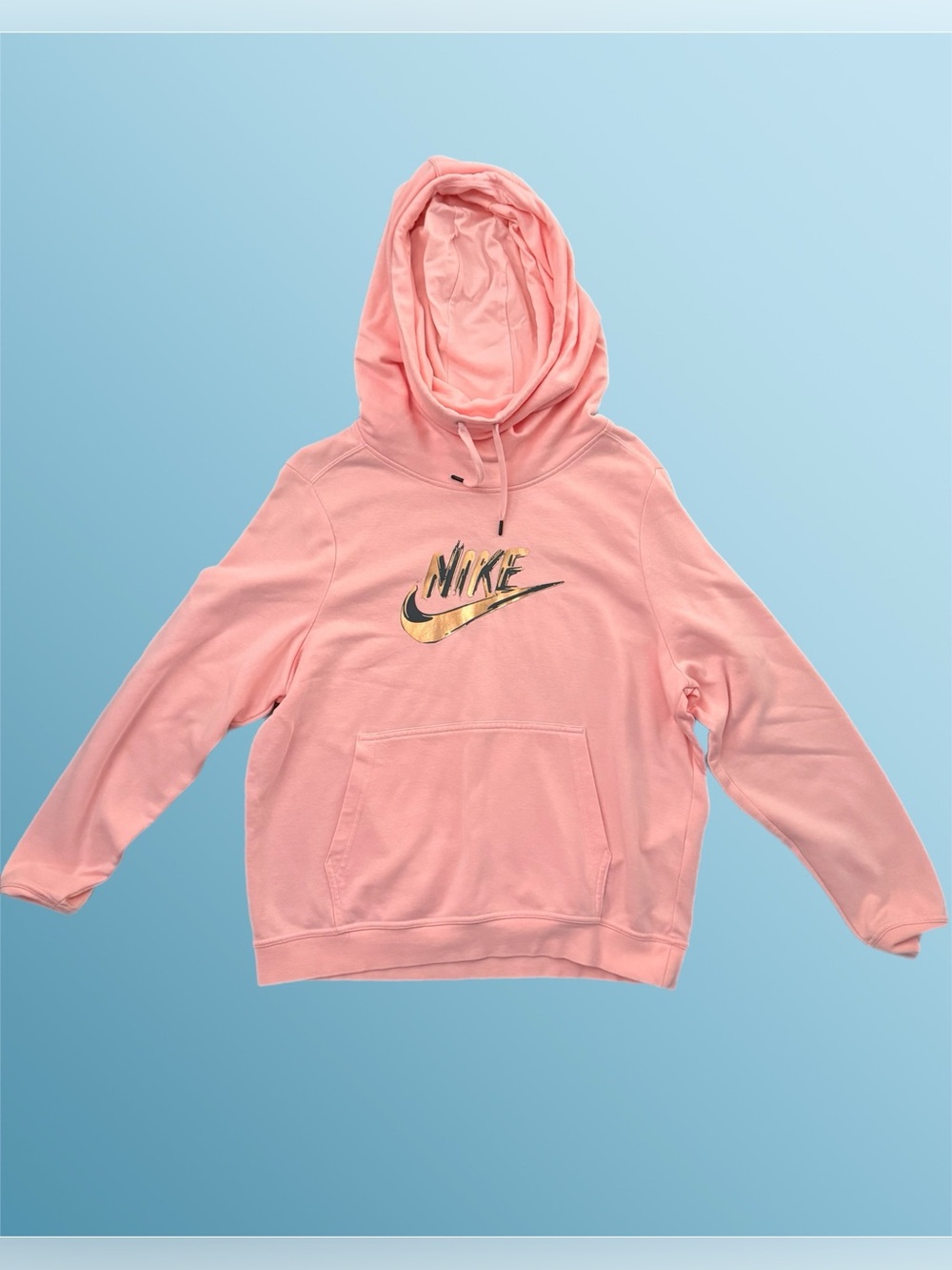 Nike Pink Hoodie with Metallic Gold Swoosh